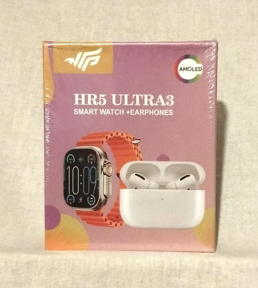 Akıllı saat HR5 Ultra 3 + Kablosuz kulaklıklar Beyaz