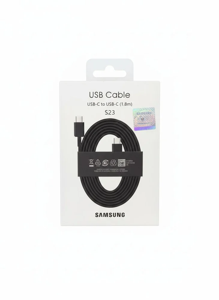 USB Cable for S23 Samsung 1.8 m USB-C to USB-C Black Super Fast