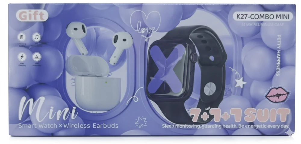 Gift Set K27-Combo Mini Smart Watch + Wireless Earbud