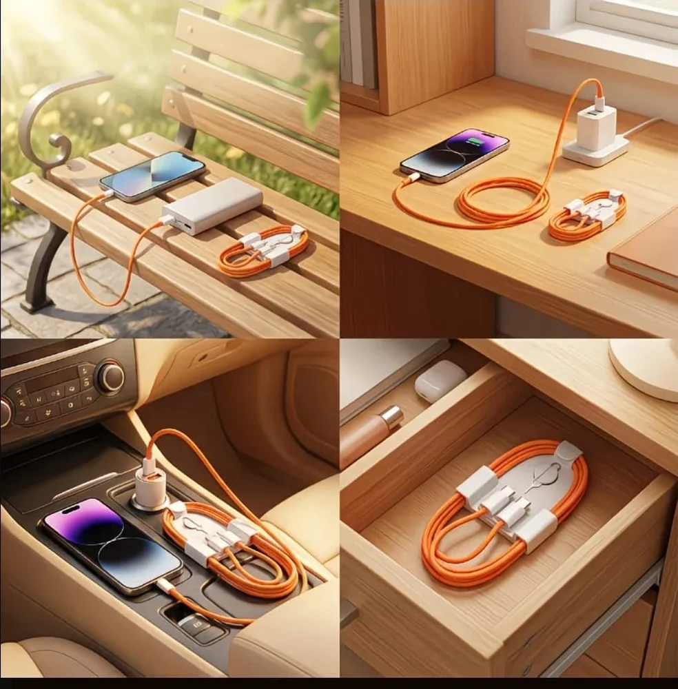 Cable USB Type-C to Type-C 60W, Orange - 2