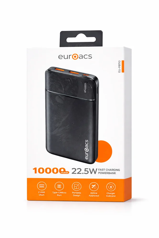 Xarici akkumulyator Euroacs EU-PB110 10000mAh 22.5W Black