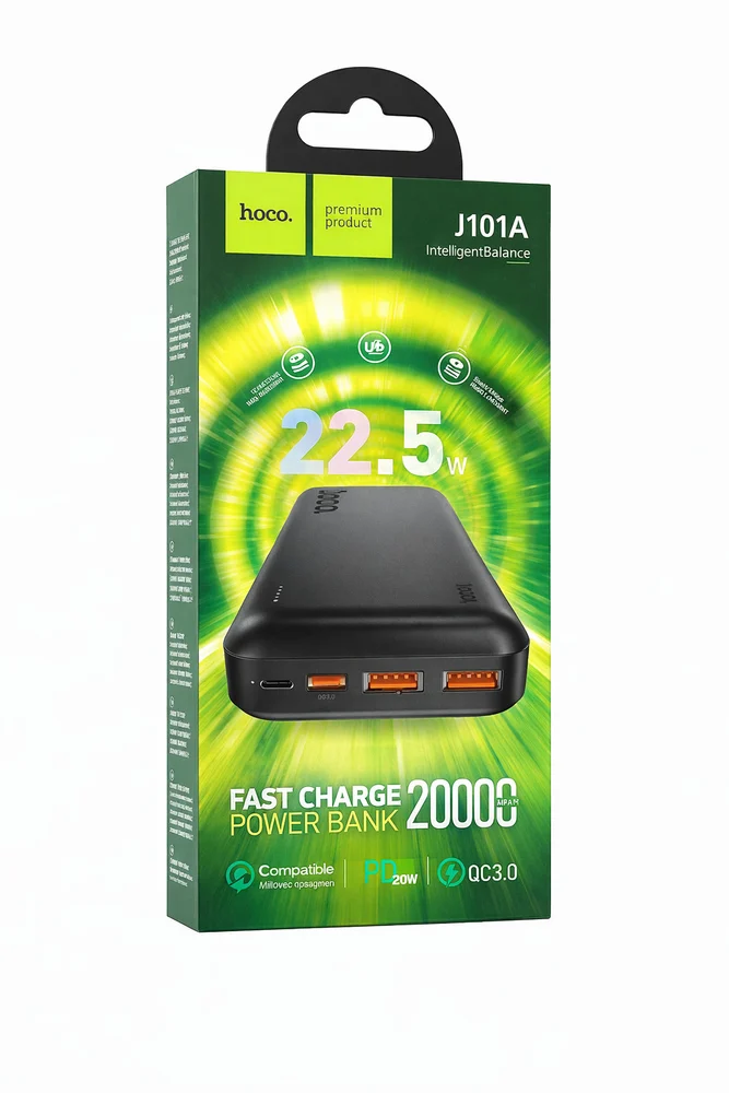 Dış güç bankası Hoco J101A Hızlı Şarj Powerbank 20000mAh 22.5W PD 20W, QC3.0 - 2