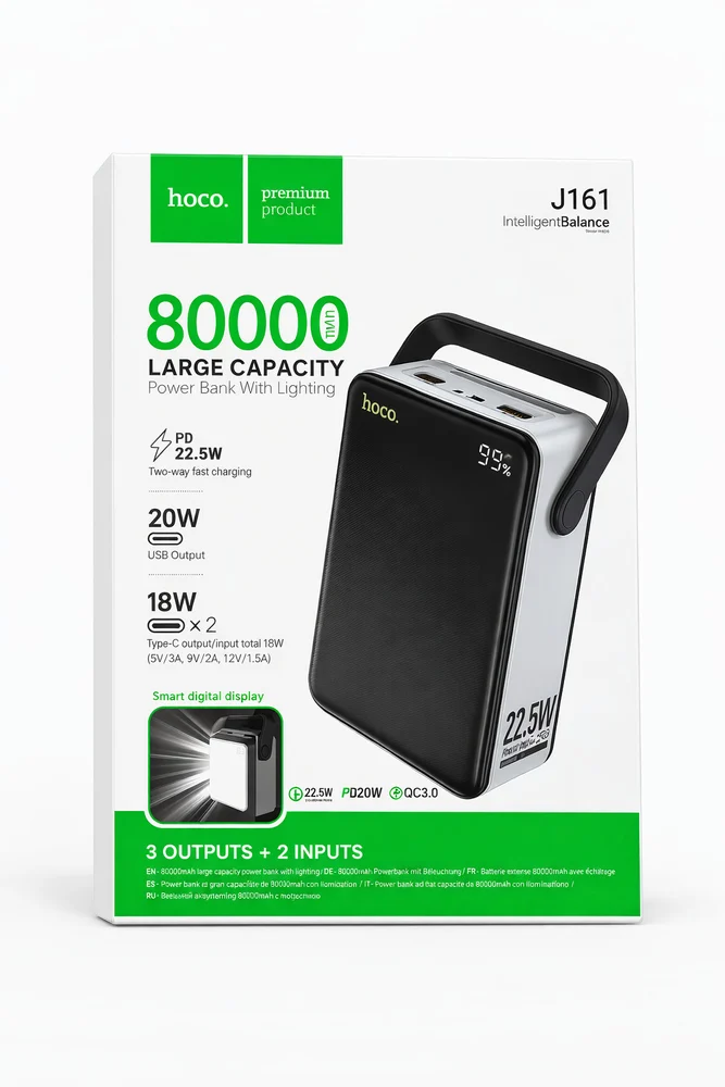 Внешний аккумулятор Hoco J161 80000 mAh, Черный - 2