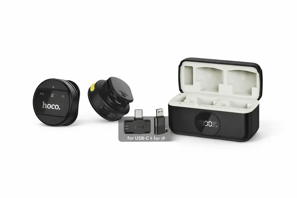 Yaka mikrofonu HOCO L22 Magnetic & Lapel Clip Dual Wireless Mic - 2
