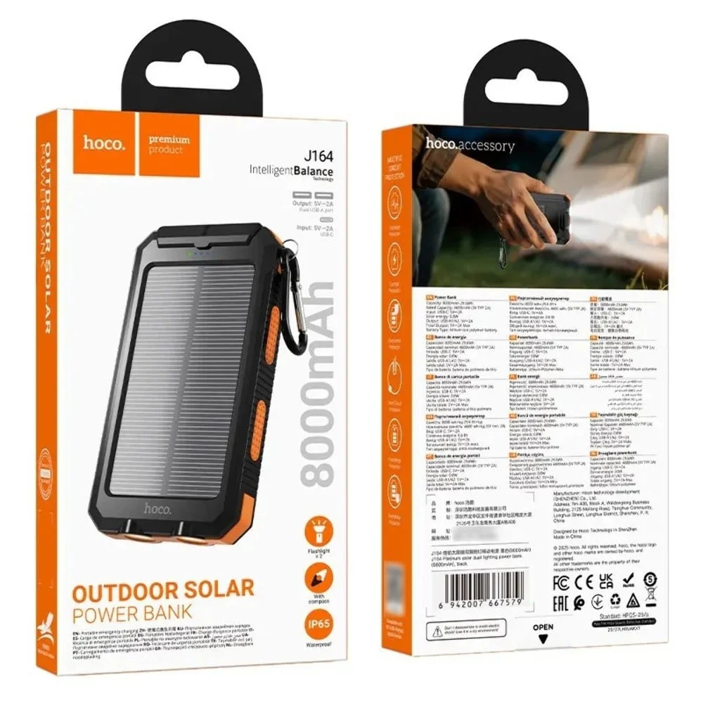 Dış batarya Hoco J164 Outdoor Solar 8000 mAh - 6