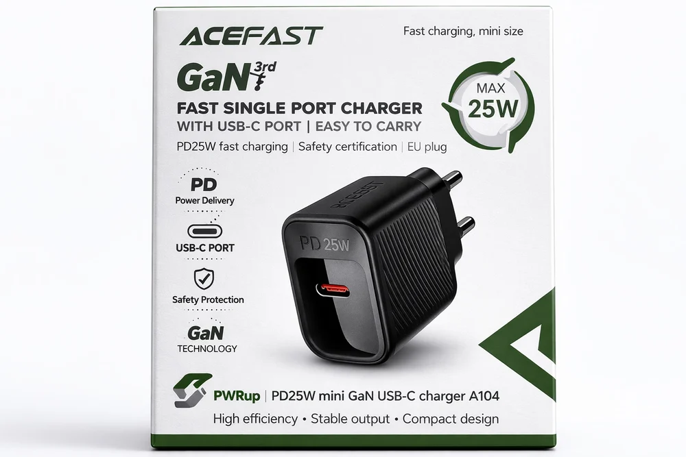 Adapter ACEFAST A104 GaN 25W USB-C Fast Charger EU Plug A104