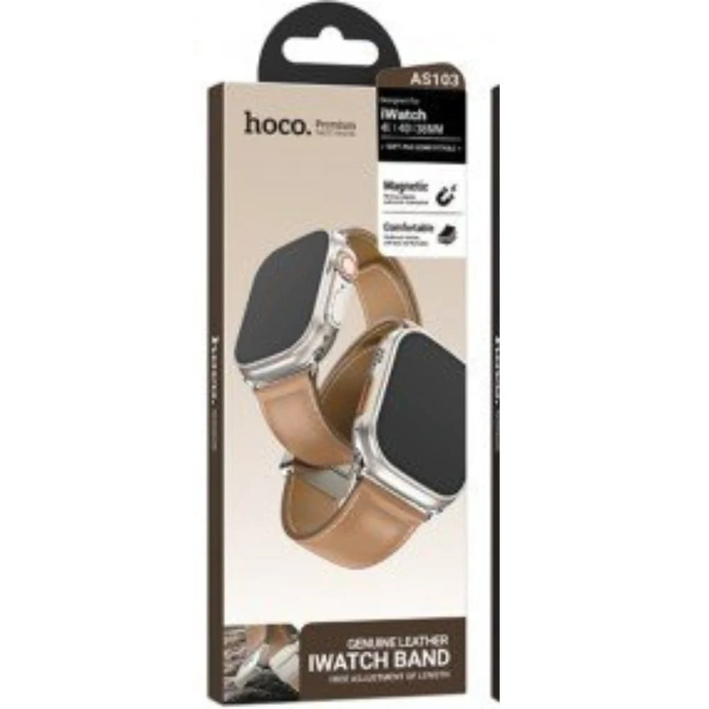 Hoco AS103 Watch Strap, Synthetic Leather, Brown