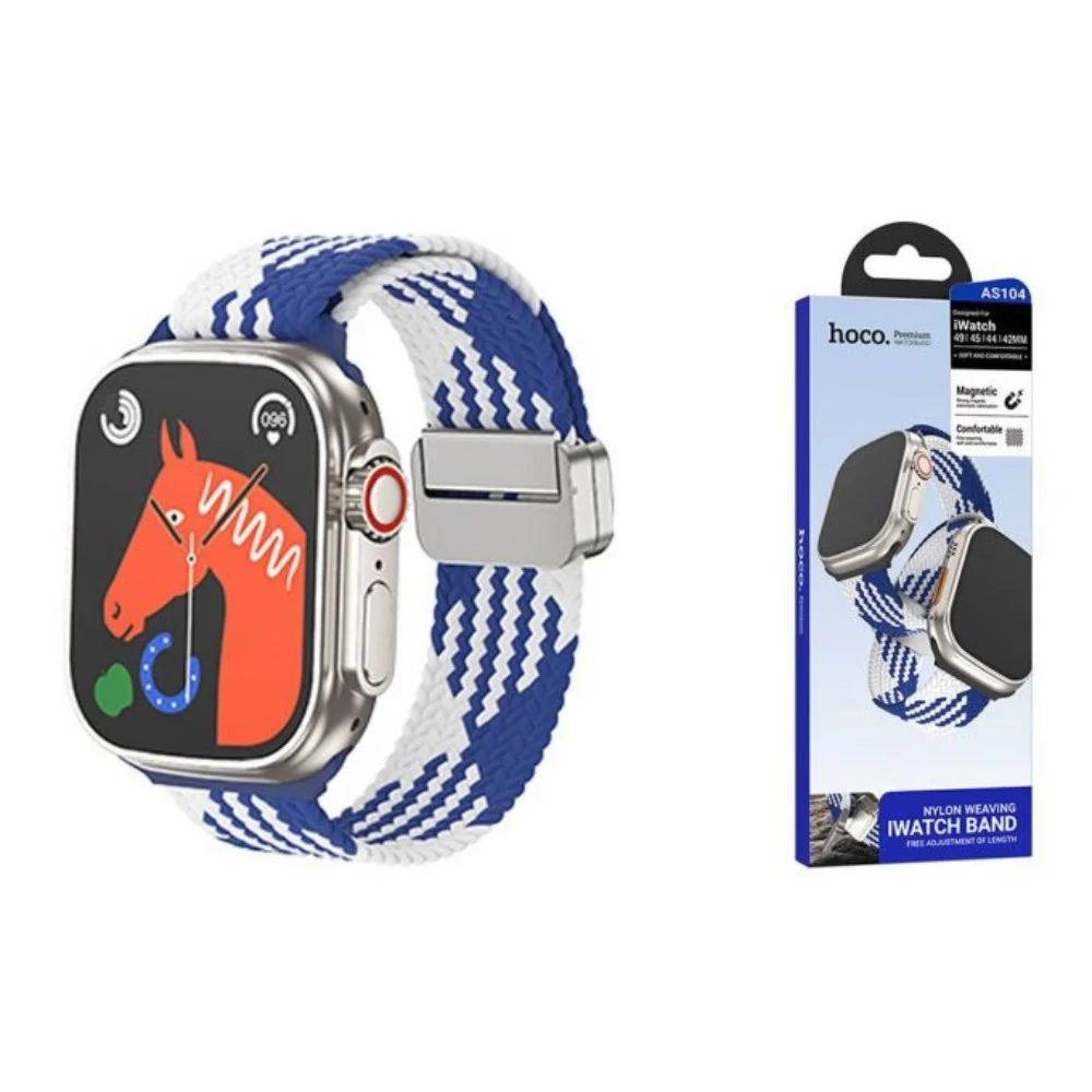 Watch Strap Hoco AS104, Silicone, White-Blue - 4
