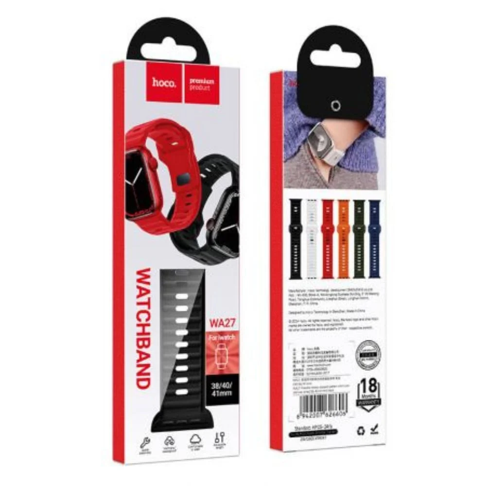 Hoco WA27 Watch Band, Silicone, Black