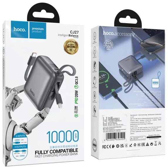 External Battery Hoco CJ27 10000 mAh 22.5W Black