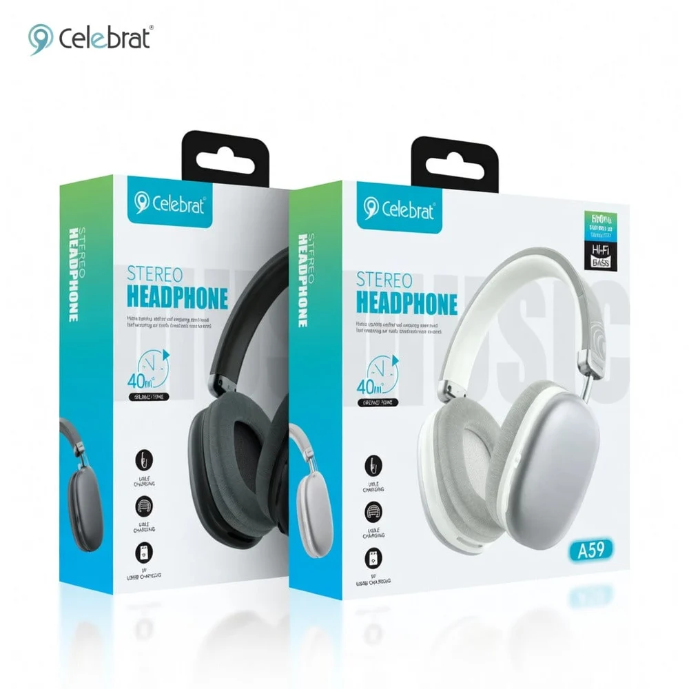 Wireless Headphones Celebrat A39 Silver - 3