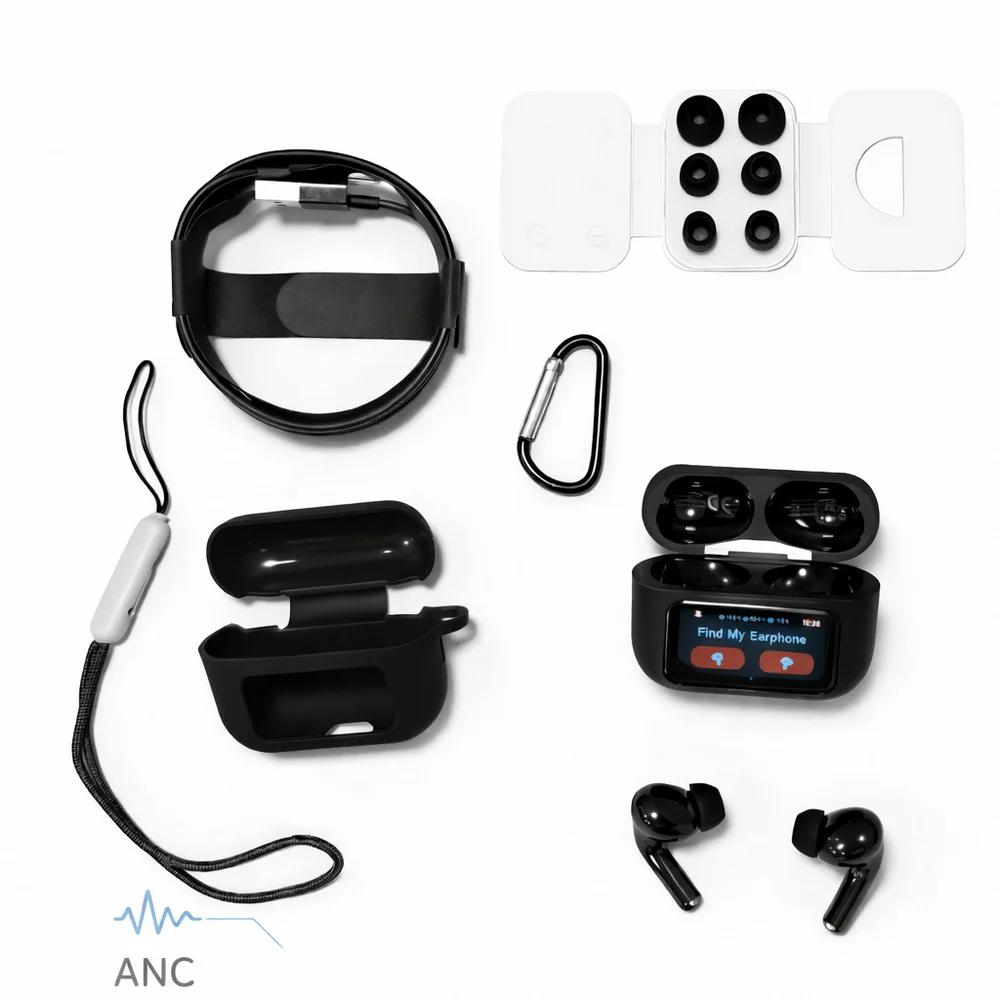 Беспроводные наушники ANC с дисплеем PRO 3 Black