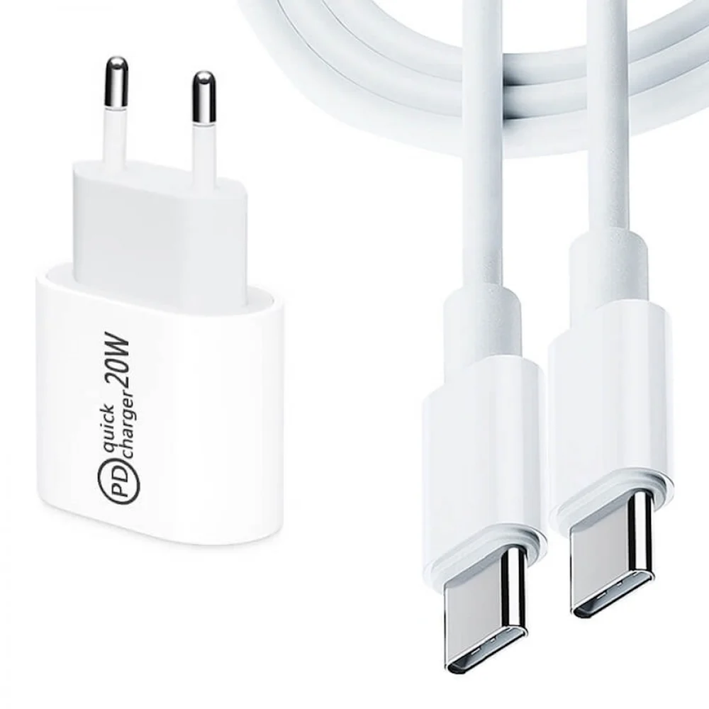 Network Charger PD 20W + Type-C - Type-C Cable, White - 3