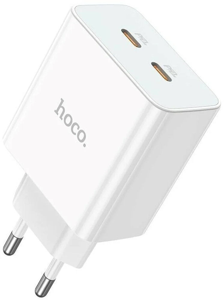 Ağ Şarj Adaptörü Hoco C108A dual port Type-C beyaz - 2