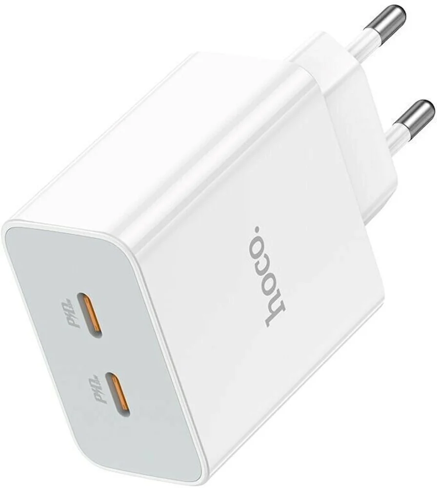 Ağ Şarj Adaptörü Hoco C108A dual port Type-C beyaz - 3