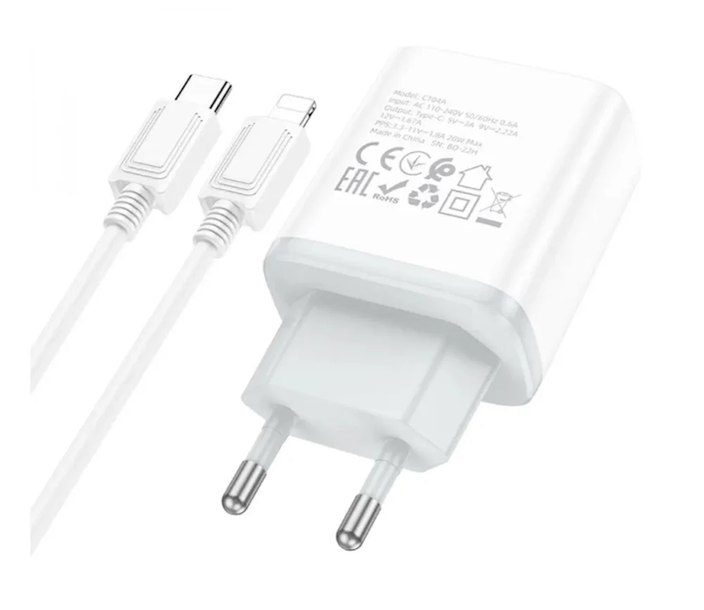 Power Adapter Hoco C104A USB Type-C White - 3