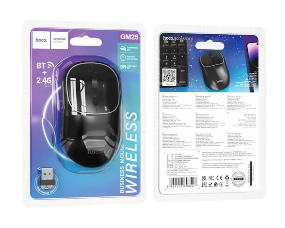 Hoco GM25 Royal Dual-Mode Wireless Mouse, Black - 3