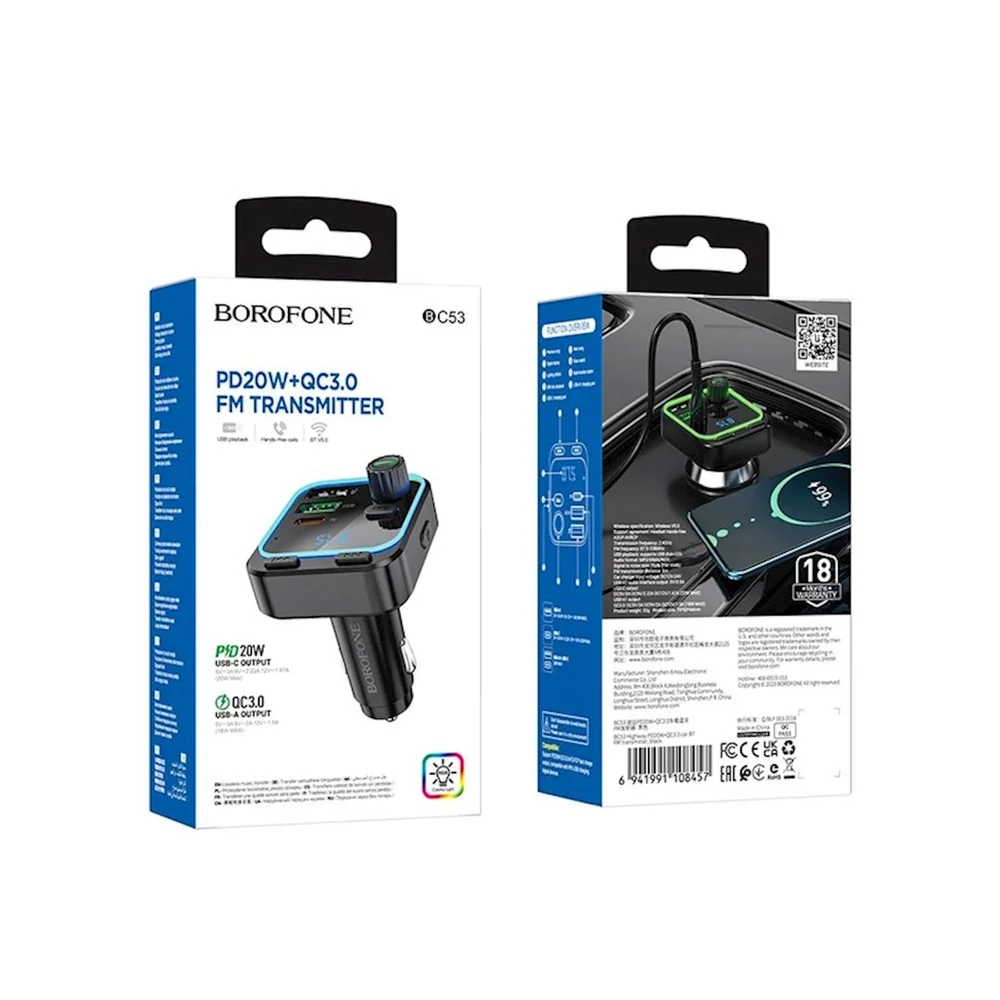 FM-трансмиттер Borofone BC53 PD 20W Black - 3