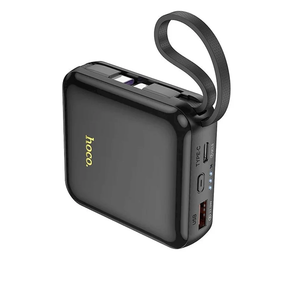 Hoco Q23 Mini External Battery Type-C & Lightning Cable Built 10000 mAh Black - 2