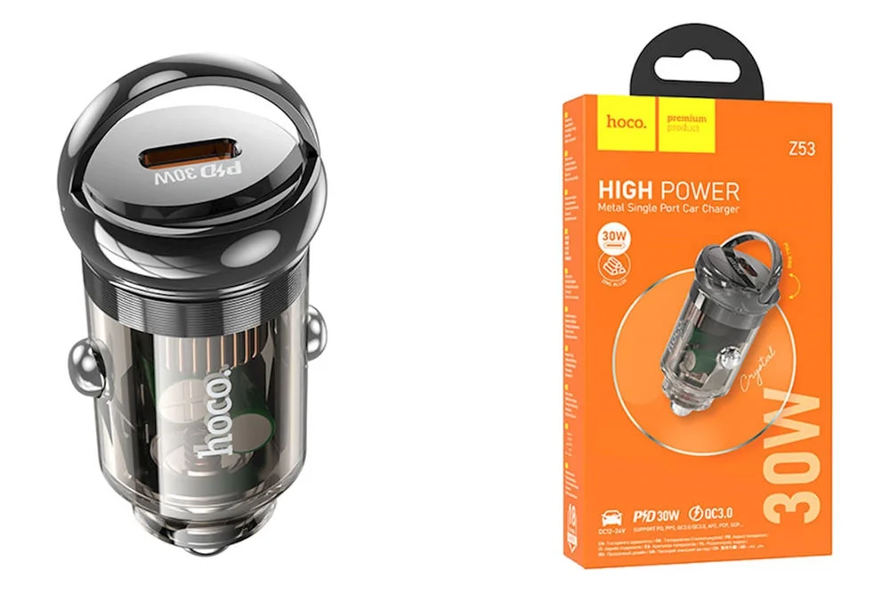 Avtomobil enerji toplama cihazı Hoco Z53 PD30W+QC3.0 Black