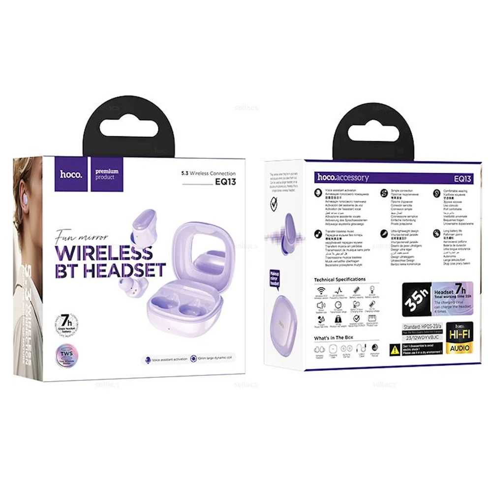 Wireless Earbuds Hoco EQ13 Purple - 3