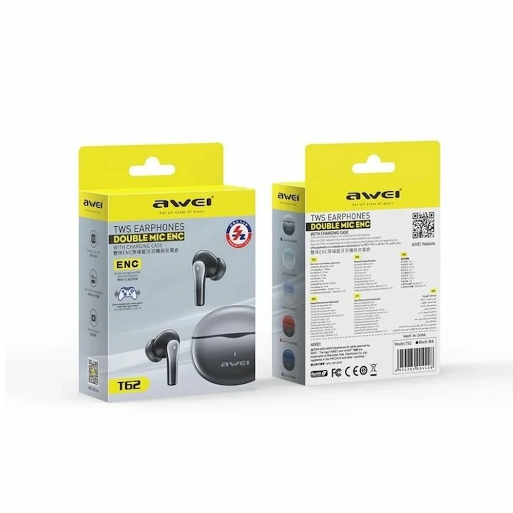 Awei T62 ENC Black Wireless Earbuds - 3