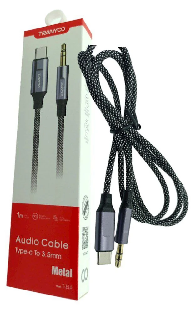 Tranyoo AUX to Type-C E14 Grey Cable