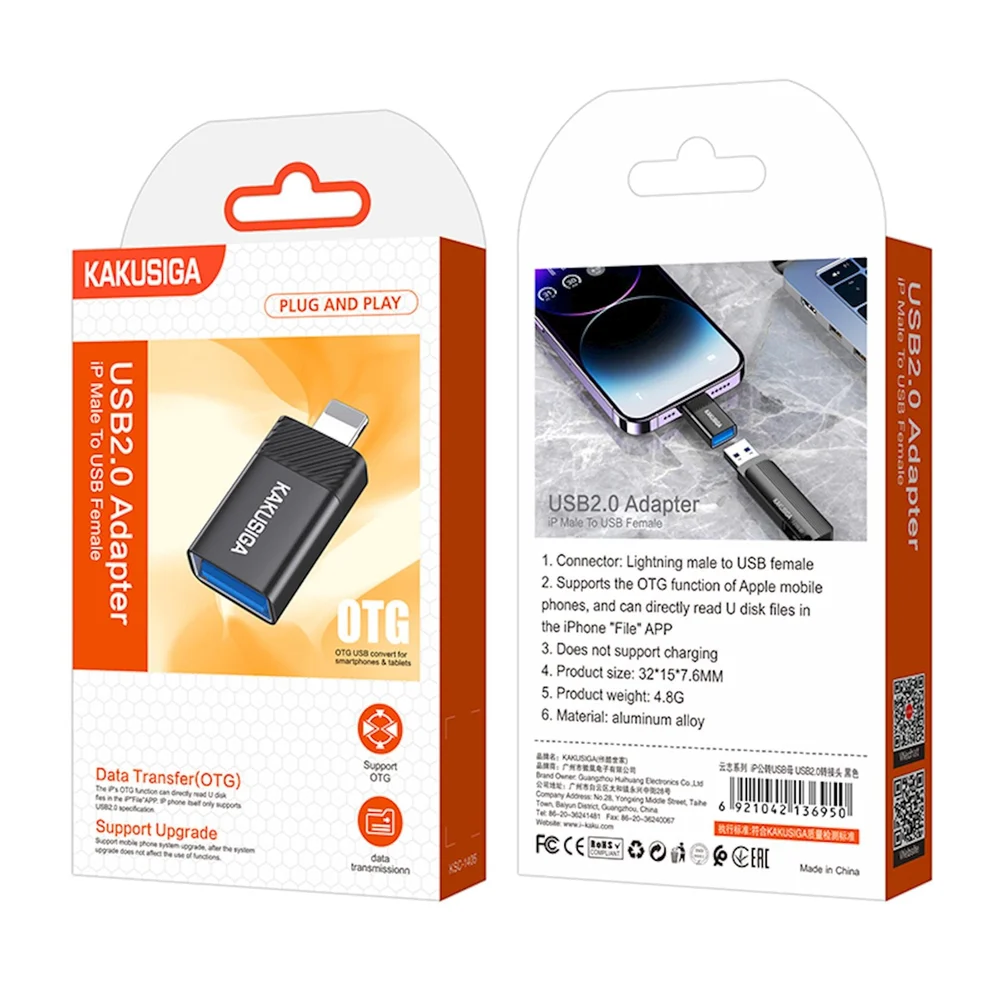 Adaptör Kakusiga KSC-1405 USB to Lightning Siyah - 5